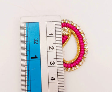5 Paisley Appliques In Magenta Pink Beads and Rhinestones, Gold Paisley Appliques, Beaded Applique